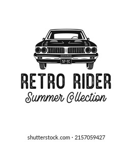 Black and white banner with retro car