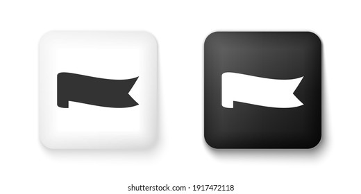 Black and white Banner ribbon icon isolated on white background. Square button. Vector.