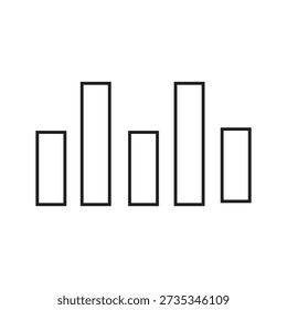 A black and white bar chart with five distinct vertical bars of varying heights.