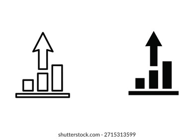 Gráfico de barras en blanco y negro con gráfico de flechas hacia arriba