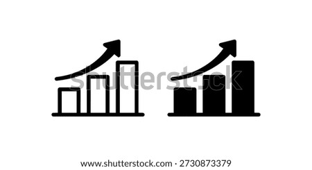 Black and white bar graph and line chart icons with arrows indicating growth.