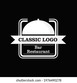black and white bar and restaurant logo vector design