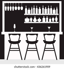 Black and white bar vector icon. Set of object