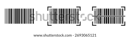Black and white barcode icon with irregular border against white background isolated on white background. Vertical black lines barcode. Vertical black and white striped pattern