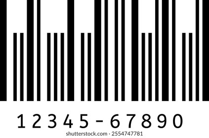 Black and white barcode illustrating product identification and tracking, highlighting its role in retail and commerce. Clean vector graphic representing modern logistics and inventory management