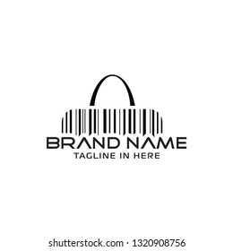 Black and White Barcode Label with Handbag