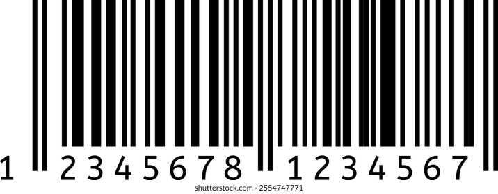 Black and white barcode with numbers underneath, representing retail product identification, inventory management, and supply chain logistics