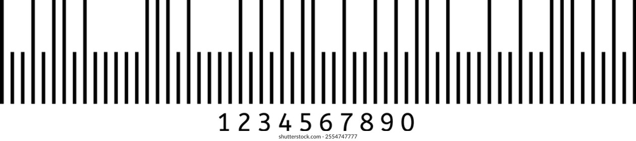 Black and white barcode with numbers underneath representing retail product identification, inventory management, tracking systems, and supermarket scanning processes