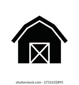 Black and white barn house flat design vector illustration isolated on background