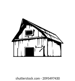 Black And White Barn House Vector 