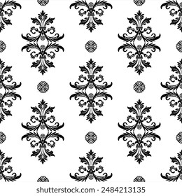 Black and White Baroque Damask Pattern