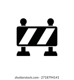 Black and white barricade icon representing construction or road blockage