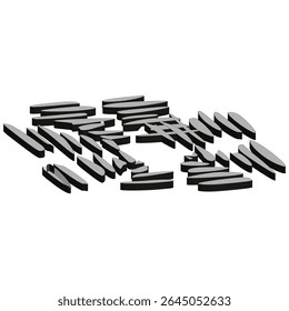 Black white bars. Center aligned shape. Vector abstract pattern. Horizontal glitch figure.