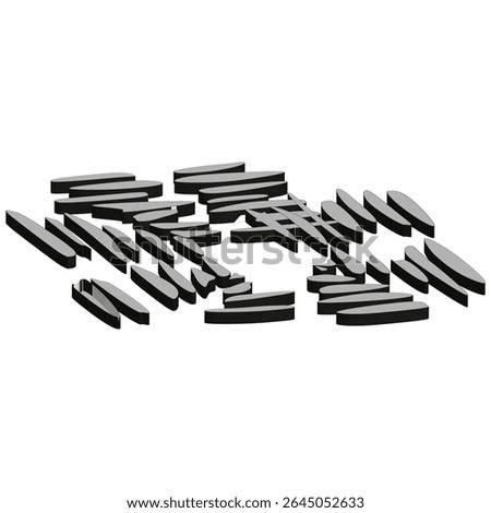 Black white bars. Center aligned shape. Vector abstract pattern. Horizontal glitch figure.