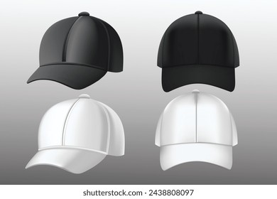 Black and white baseball cap in vector