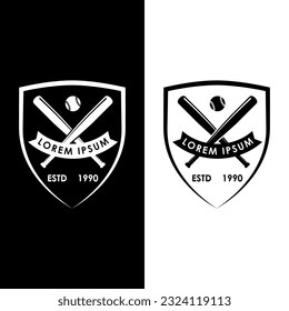 black and white baseball icon vector logo template