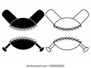 black white baseball logo set isolated on white background