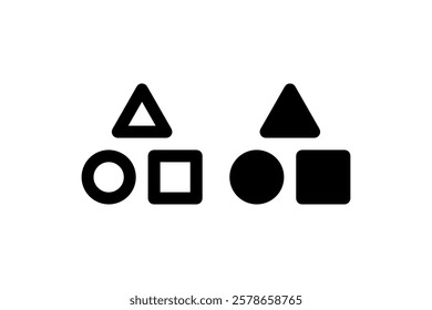 Black and White Basic Geometric Shapes Icons Vector