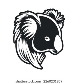 Black white basic logo with adorable koala