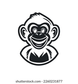 Black and white basic logo with an adorable and cute monkey.
