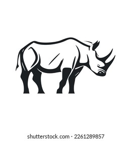 Black and white basic logo with adorable rhinoceros
