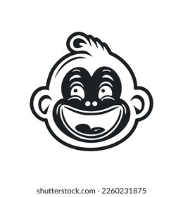 Black and white Basic logo with Attractive and cute monkey.