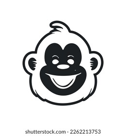 Black and white basic logo with a charming and cute monkey.