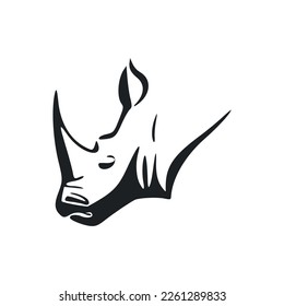 Schwarz-Weiß-Grundlogo mit hübschen Rhinozeros