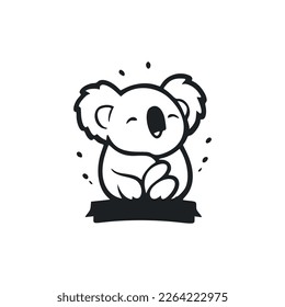 Black and white Basic logo with Lovely and cute koala.