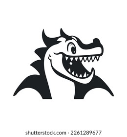 Black and white basic logo with a nice cheerful crocodile.