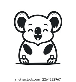 Black and white Basic logo with Nice and cute koala.