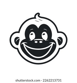 Black and white Basic logo with Sweet and cute monkey.