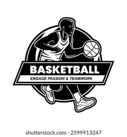 Black and White Basketball Game Vector Illustration