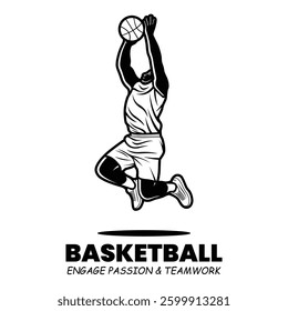 Black and White Basketball Game Vector Illustration