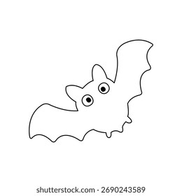 Diseño de Vector de contorno de murciélago blanco y negro.
