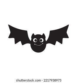 Black and white Bat in simple style on Halloween. Suitable vector for design and illustration in Halloween Event