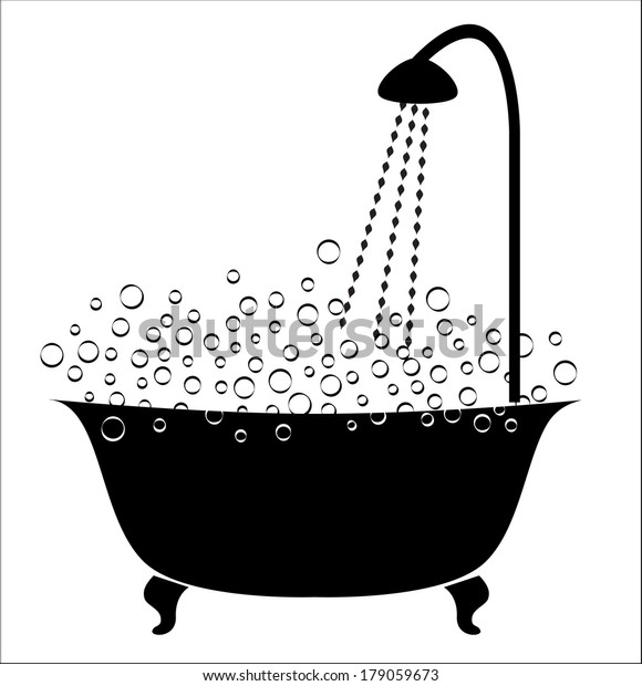 Black White Bath Bubbles Shower Stock Vector (Royalty Free) 179059673 ...