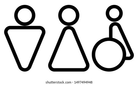 Black and white bathroom icon set.