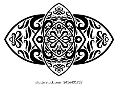Black and white batik ethnic dayak ornament for wallpaper ads background or textile pattern 