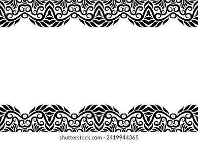 Black and white batik ethnic dayak ornament frame for aesthetic presentation document template