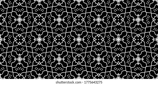 Black white batik ornament vector pattern.