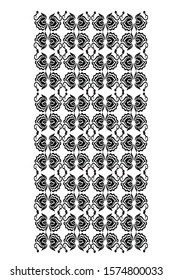 black and white batik wallpaper design with leaf and conch patterns