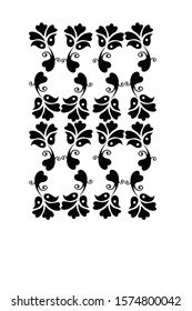 black and white batik wallpaper design with love flower patterns