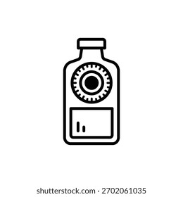 Icono de batería o contenedor en blanco y negro con elemento mecánico