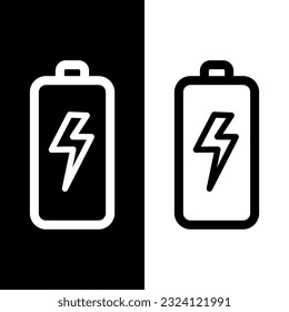 black and white battery icon vector logo template