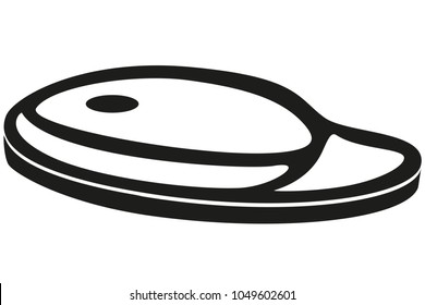 Black and white bbq steak meat silhouette. Cooking vector illustration for gift card certificate banner sticker, badge, sign, stamp, logo, label, icon, poster, patch
