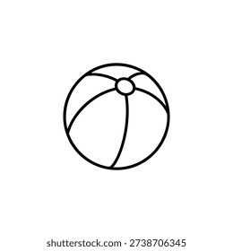 Black and white beach ball icon simple summer beach toy vector illustration isolated on white background