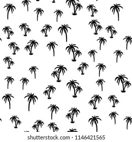 Black and white beach seamless pattern with palm trees for fabrics