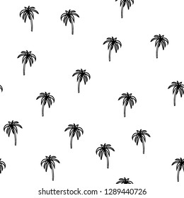 Black and white beach seamless pattern with palm trees. Exotic background