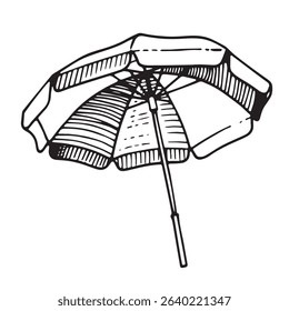 a black and white beach umbrella illustration